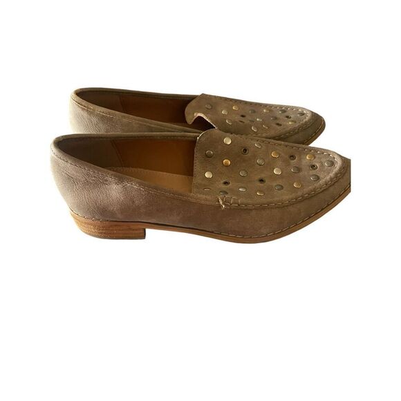 Mi.im Women’s Taupe Leather Almond Toe Studded Detail Slip-On Loafers Size 8 - Picture 4 of 12